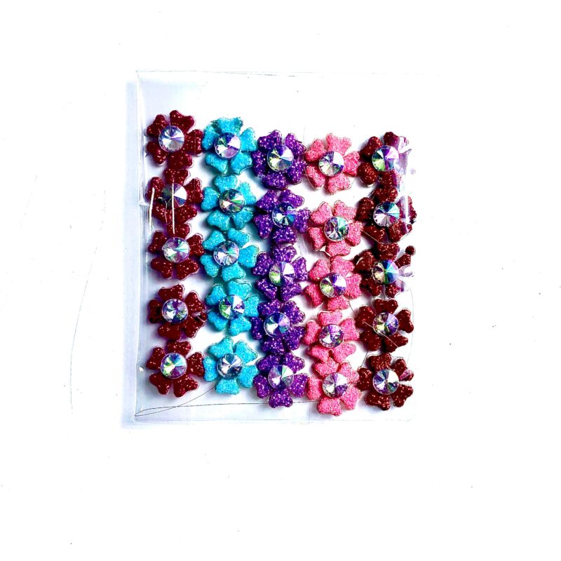 Adesivo Florzinha Gliterizada com Pérola (1) - 25 unidades