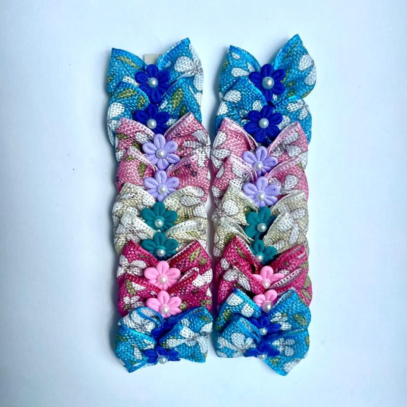 Laços Médios Estampados Coloridos com Flor - 20 unidades