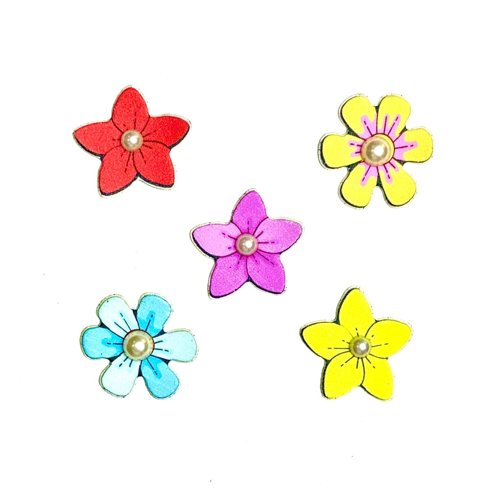 Adesivo Flores com Pérola - 20 unidades