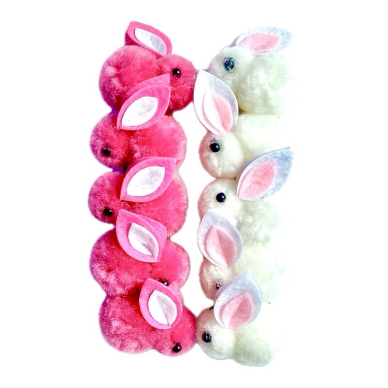 Penteado Coelho de Páscoa Rosa Pink e Branco - 10 unidades