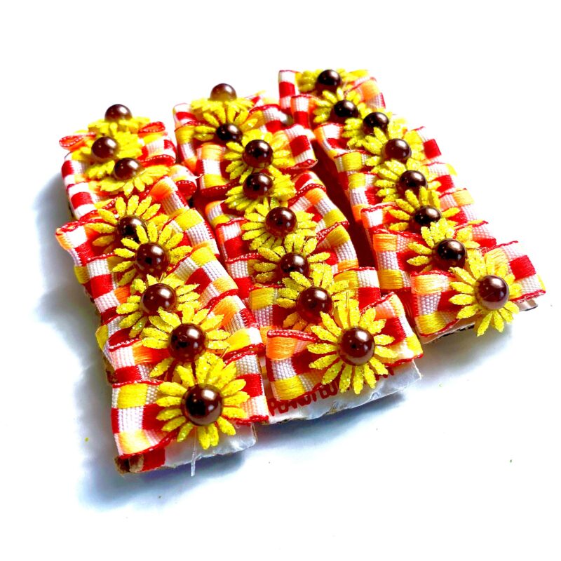 Micro Laços Xadrez Aplique Girassol – 24 unidades - Image 2