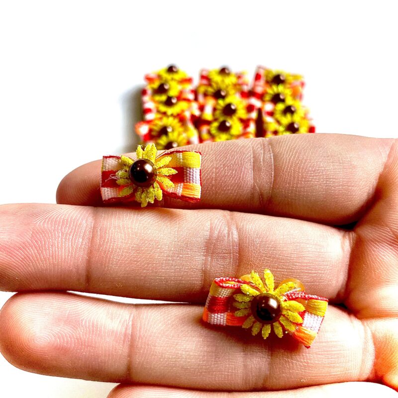 Micro Laços Xadrez Aplique Girassol – 24 unidades - Image 3