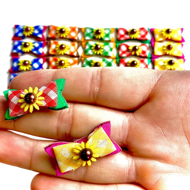 Laços Pequenos Adesivos Girassol - 20 unidades - Imagem 3