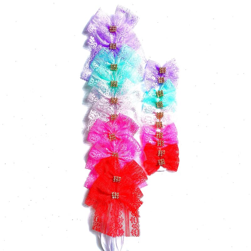 Conjunto Gargantilhas e Laços de Renda com Aplique Strass - 20 unidades