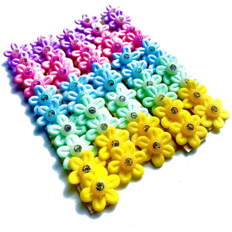 Laços Pequenos Flor com Aplique Diamante - 50 unidades - Imagem 2