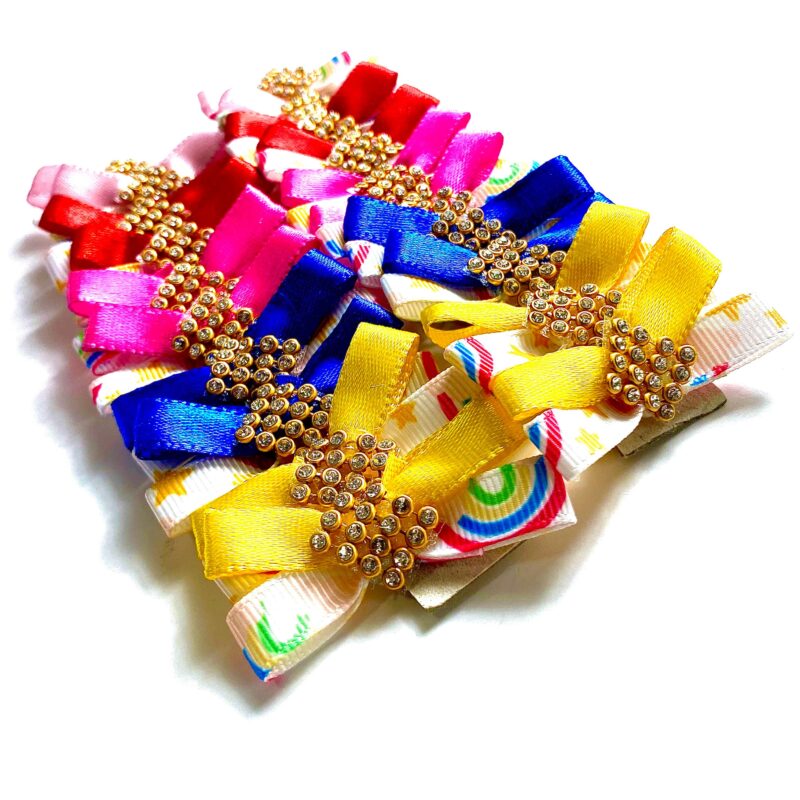 Laços Médios Duplo Colorido com Strass – 20 unidades - Imagem 2