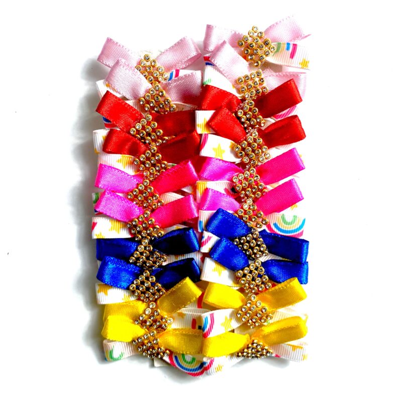 Laços Médios Duplo Colorido com Strass – 20 unidades