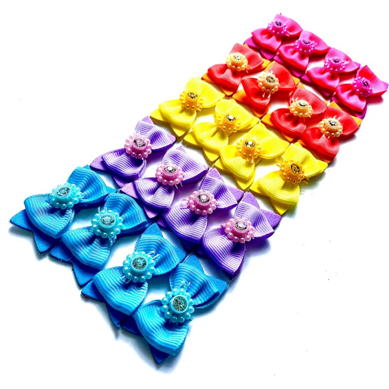 Laços Médios Adesivos Flor com Strass - 20 unidades - Imagem 2