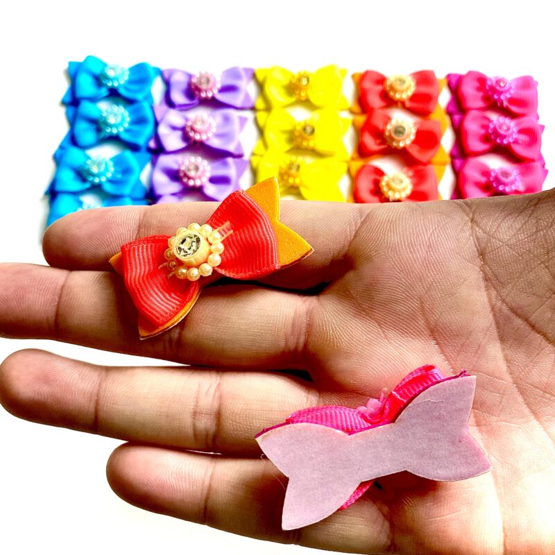 Laços Médios Adesivos Flor com Strass - 20 unidades - Imagem 3