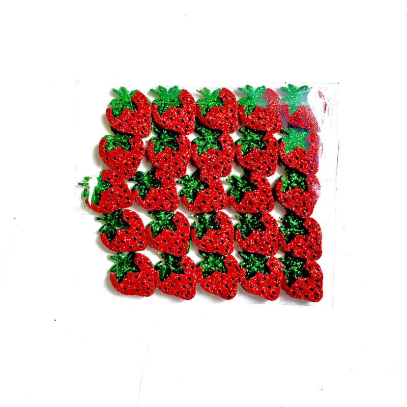 Adesivo Morango Gliterizado - 25 unidades