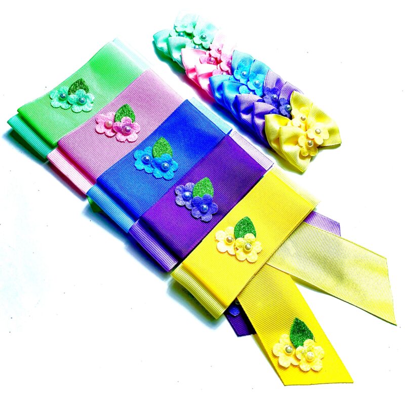 Conjunto Gargantilhas e Laços Aplique Dupla Flor - 15 unidades - Imagem 2