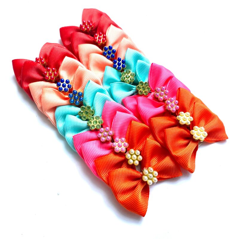 Laços Médios Coloridos Aplique Flor Pérola - 20 unidades - Imagem 2