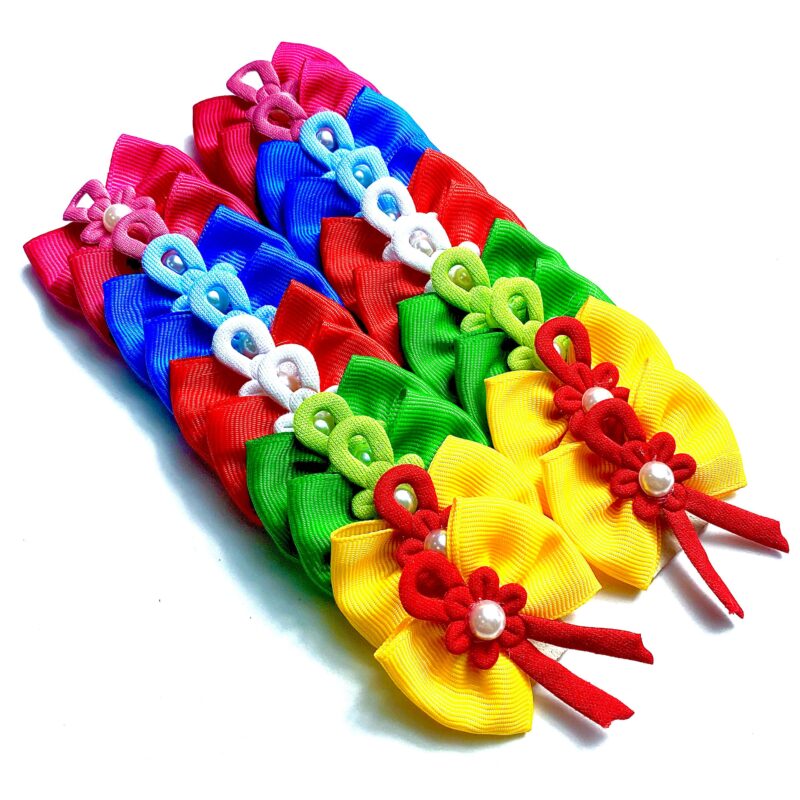 Laços Médios Coloridos Aplique Flor com Pérola - 20 unidades - Imagem 2