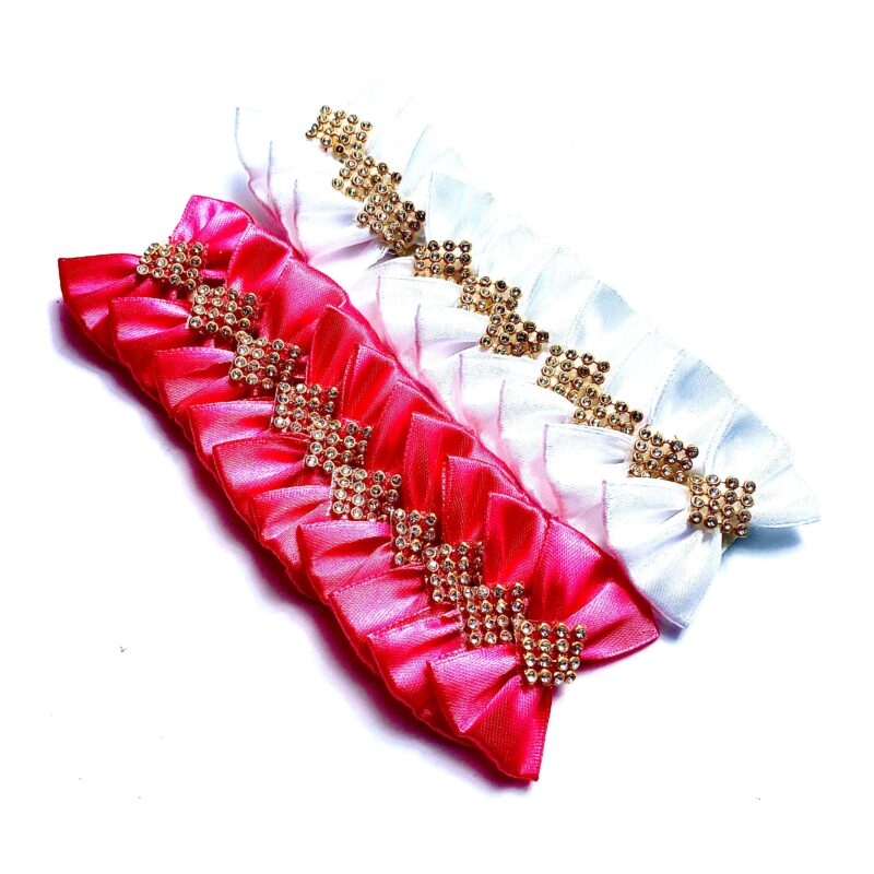 Laços Médios Rosa e Branco com Strass - 20 unidades - Imagem 2