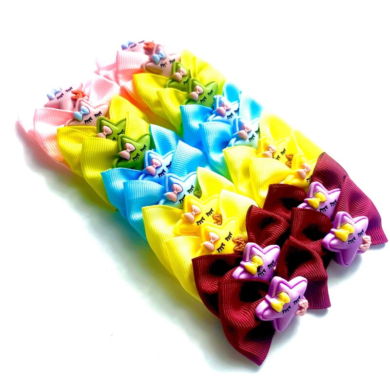 Laços Médios Coloridos com Aplique Estrela Biscuit - 20 unidades - Imagem 2