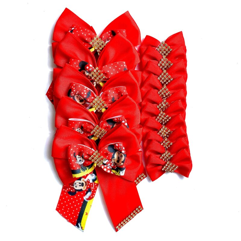Conjunto Gargantilhas e Laços Minnie Mouse - 15 unidades