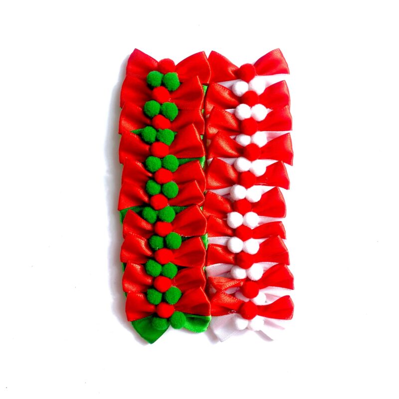 Laços Médios Natal Pompom – 20 unidades