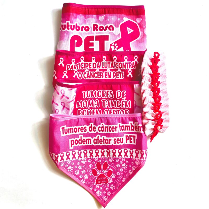 Conjunto Bandanas Grandes e Laços Outubro Rosa - 15 unidades