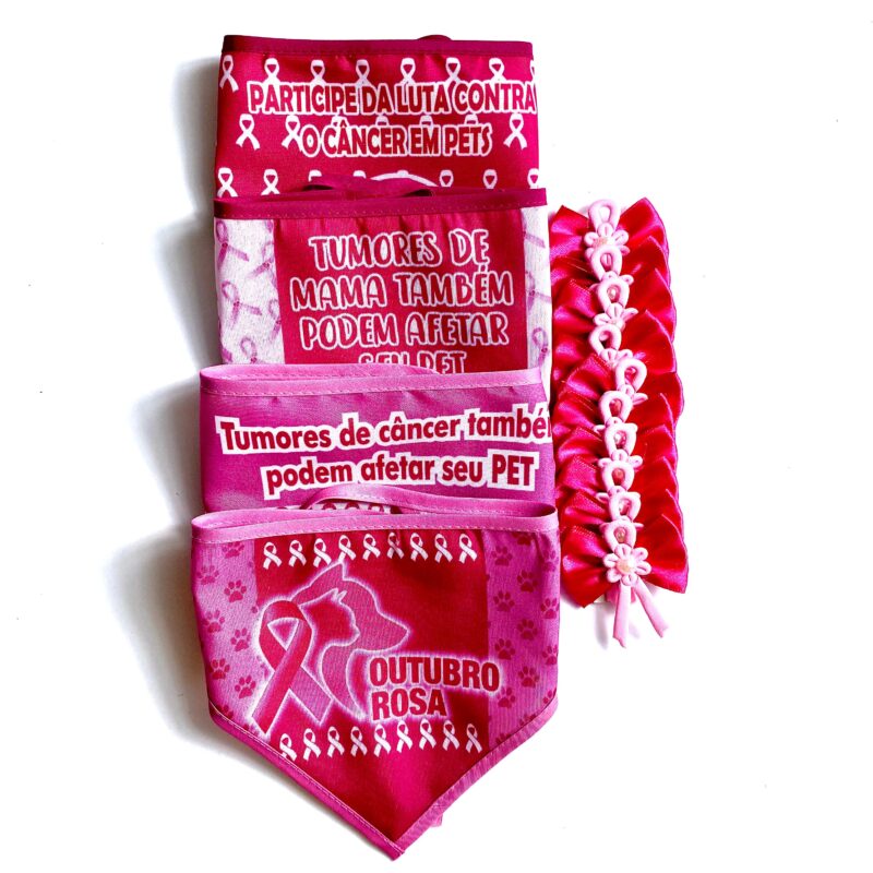 Conjunto Bandanas Médias e Laços Outubro Rosa - 15 unidades