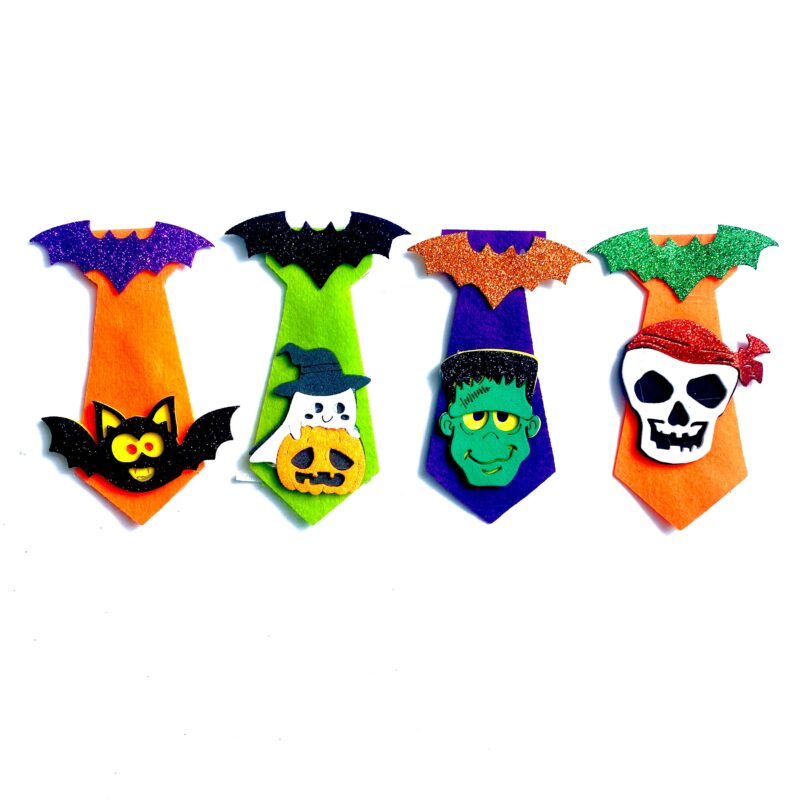 Gravatas Médias Tecido Aplique EVA Halloween - 10 unidades