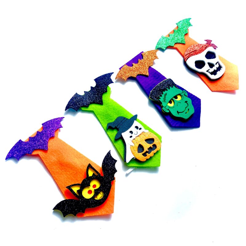 Gravatas Médias Tecido Aplique EVA Halloween - 10 unidades - Imagem 2