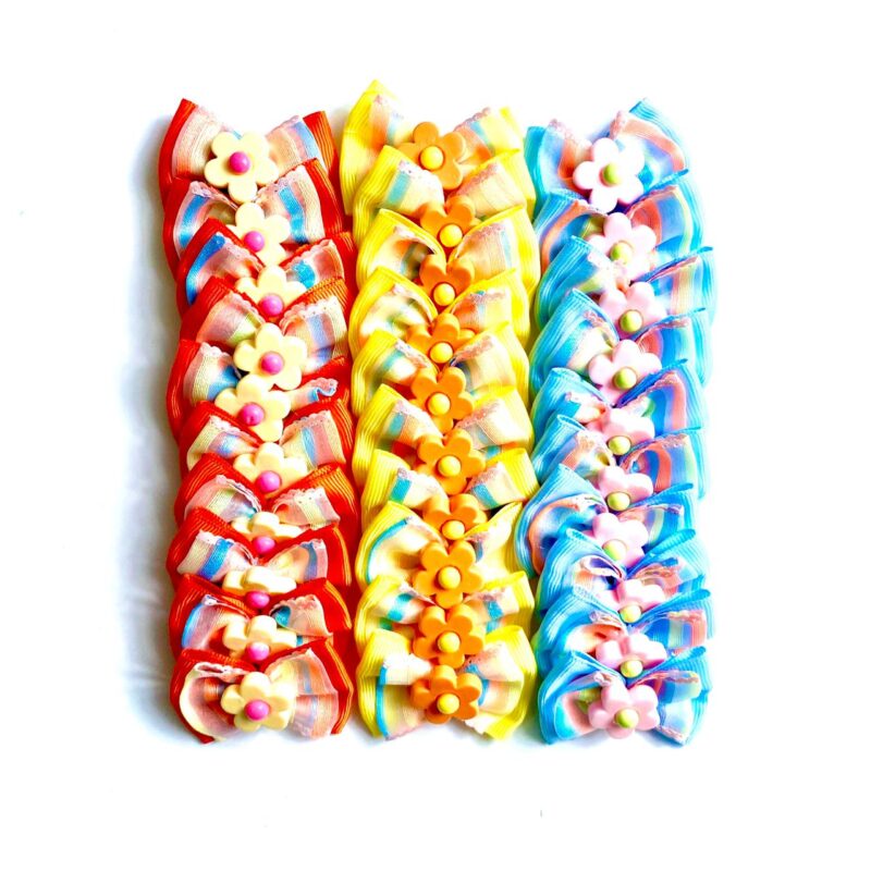 Laços Médios Aplique Flor Acrílico - 30 unidades