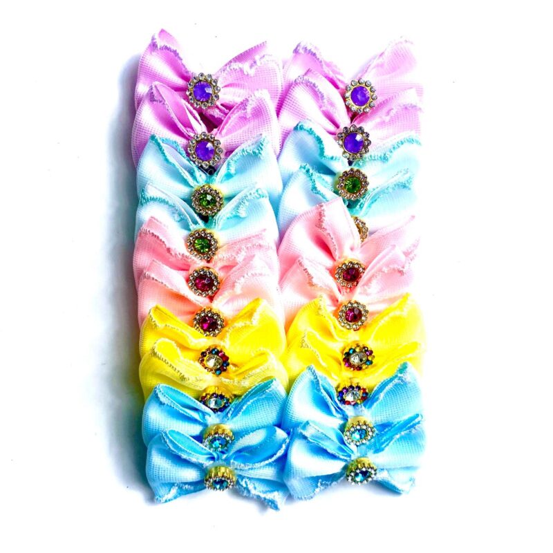 Laços Médios Colorido Bordado - 20 unidades