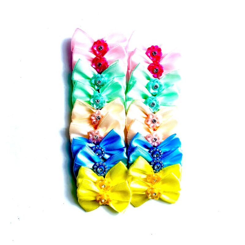 Laços Médios Cetim Colorido Aplique Flor - 20 unidades