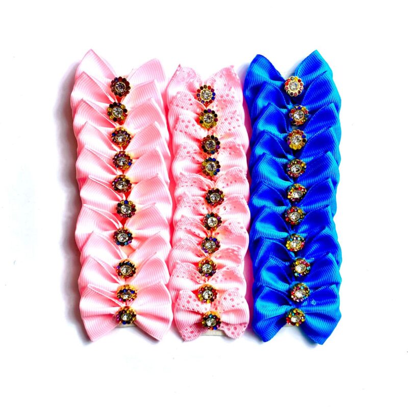 Laços Médios Aplique Flor Colorida – 30 unidades