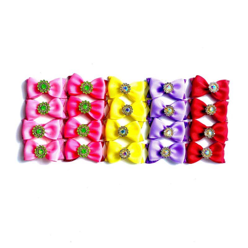 Laços Médios Adesivos Aplique Flor Strass - 20 unidades