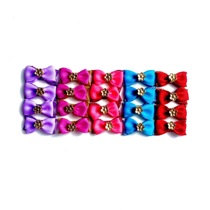 Laços Médios Adesivos Aplique Flor Dourada - 20 unidades