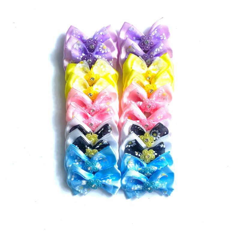 Laços Médios Duplo com Aplique Flor - 20 unidades