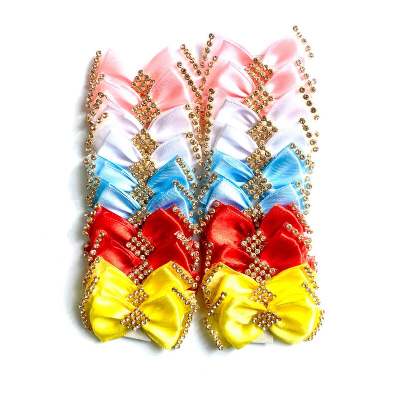 Laços Médios Luxo Aplique Strass – 20 unidades