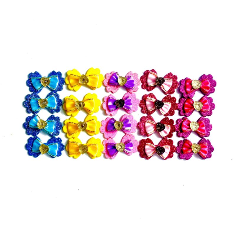 Laços Médios Adesivos Aplique Mini Coração - 20 unidades