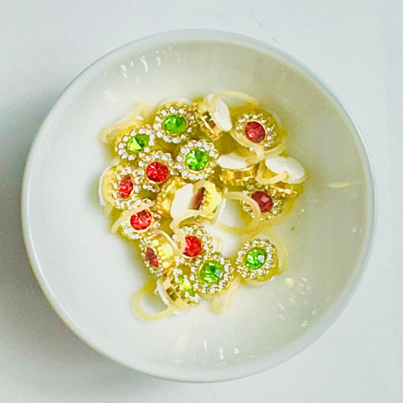 Penteado Flor Strass Verde e Vermelho (2) - 20 unidades