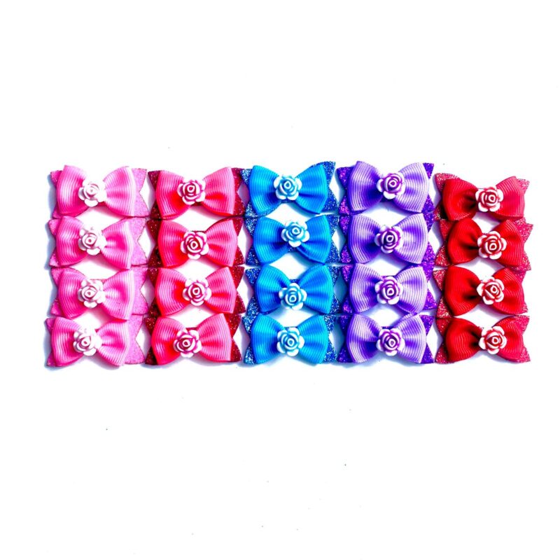 Laços Médios Adesivos Aplique Rosas - 20 unidades