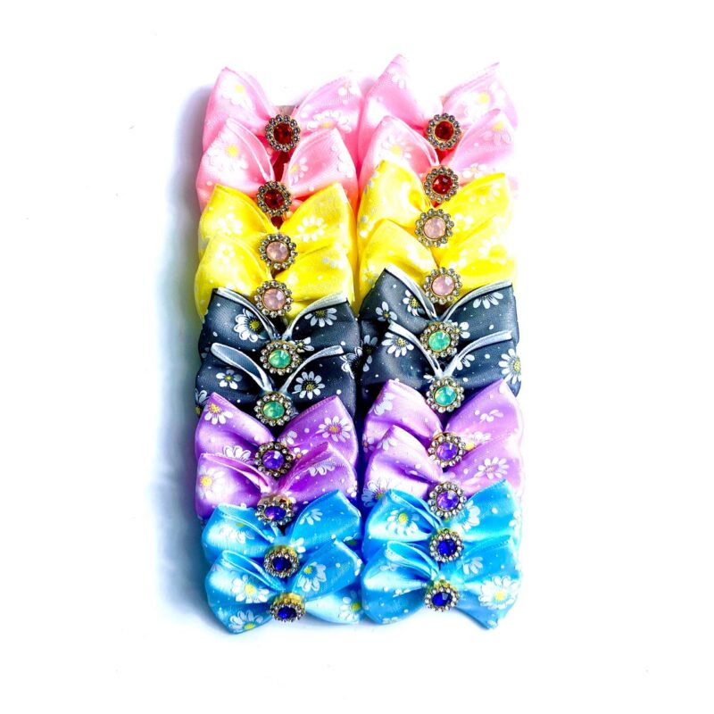 Laços Médios Estampado Flor Aplique Strass - 20 unidades