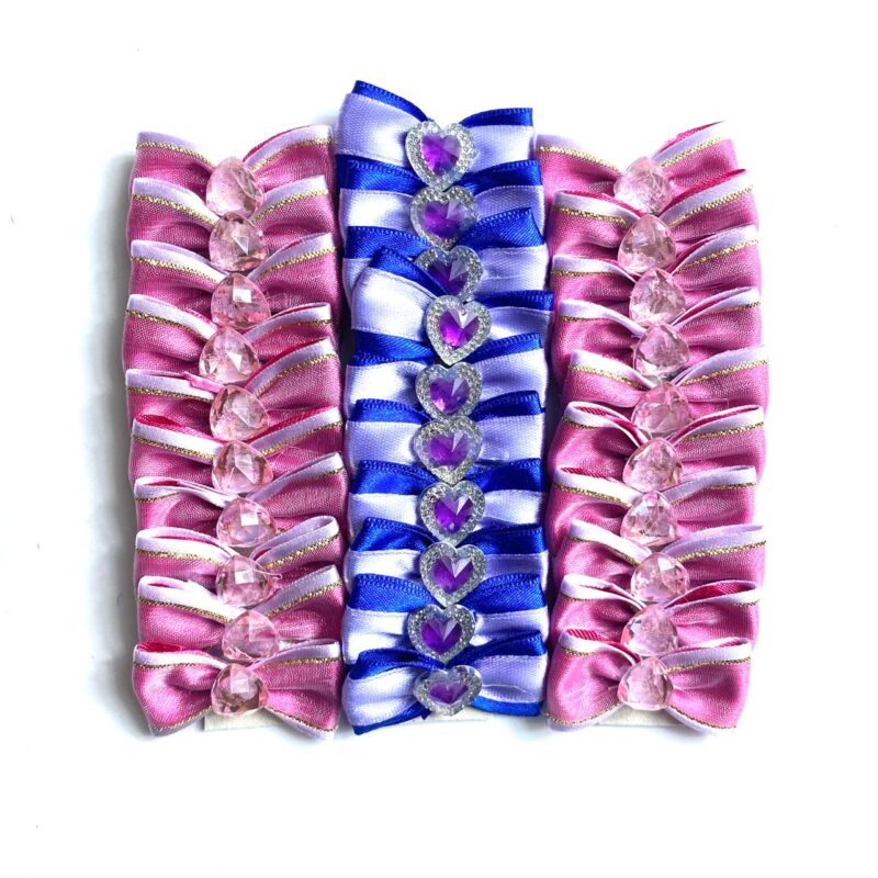 Laços Médios Bicolor Rosa e Azul – 30 unidades