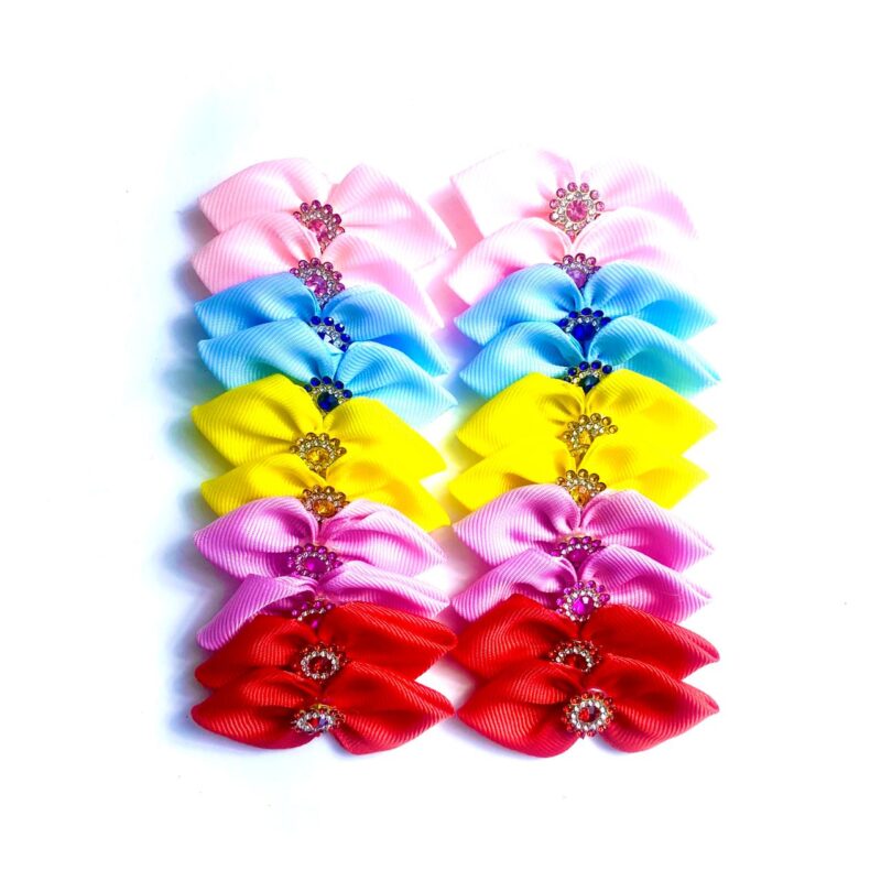 Laços Médios Aplique Flor Strass – 20 unidades