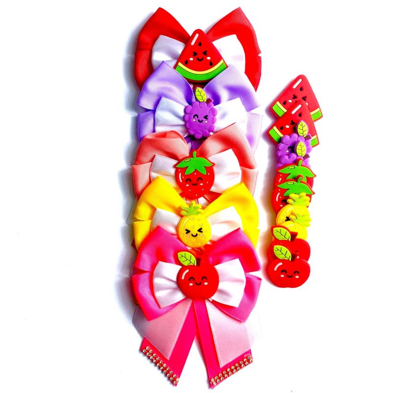 Conjunto Gargantilhas e Laços Aplique Frutas - 15 unidades