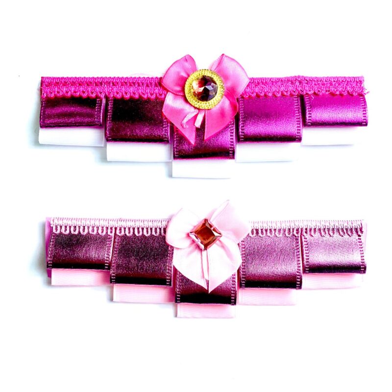 Gargantilha Rosa e Pink Aplique Pedraria - 10 unidades