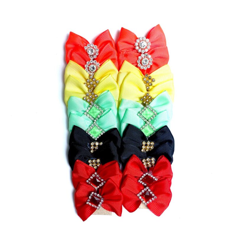 Laços Médios Coloridos Aplique Strass Sortidos - 20 unidades