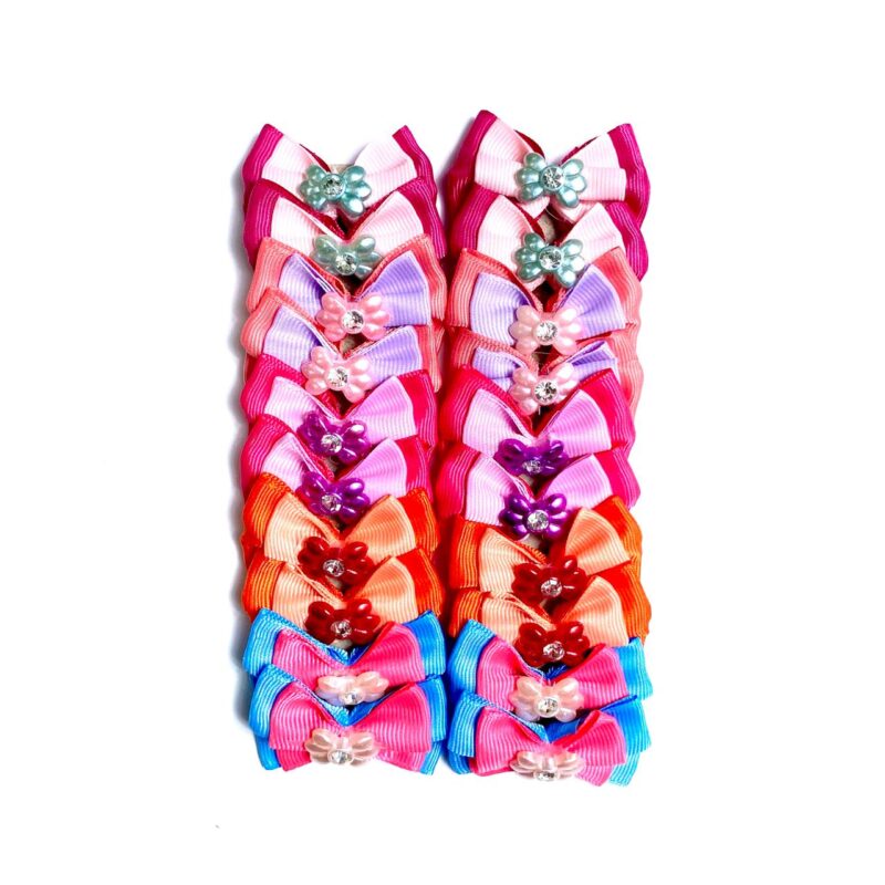 Laços Médios Duplo Aplique Flor Seis Pétalas - 20 unidades