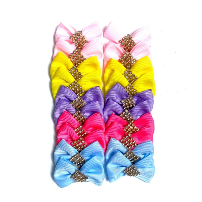 Laços Médios Coloridos Aplique Strass - 20 unidades