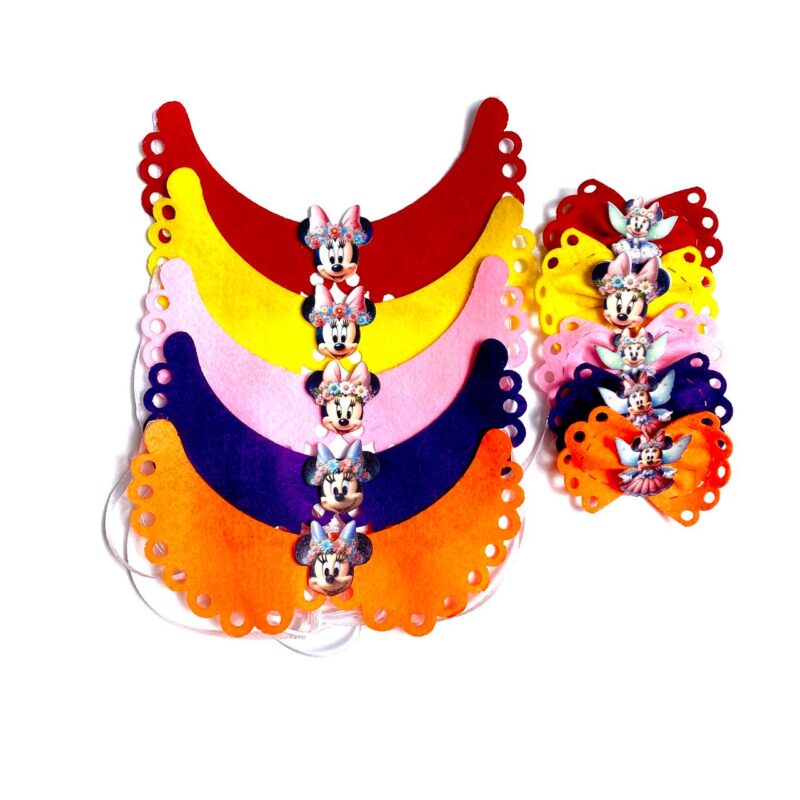 Conjunto Gargantilhas Pequenas e Laços Minnie Mouse - 10 unidades