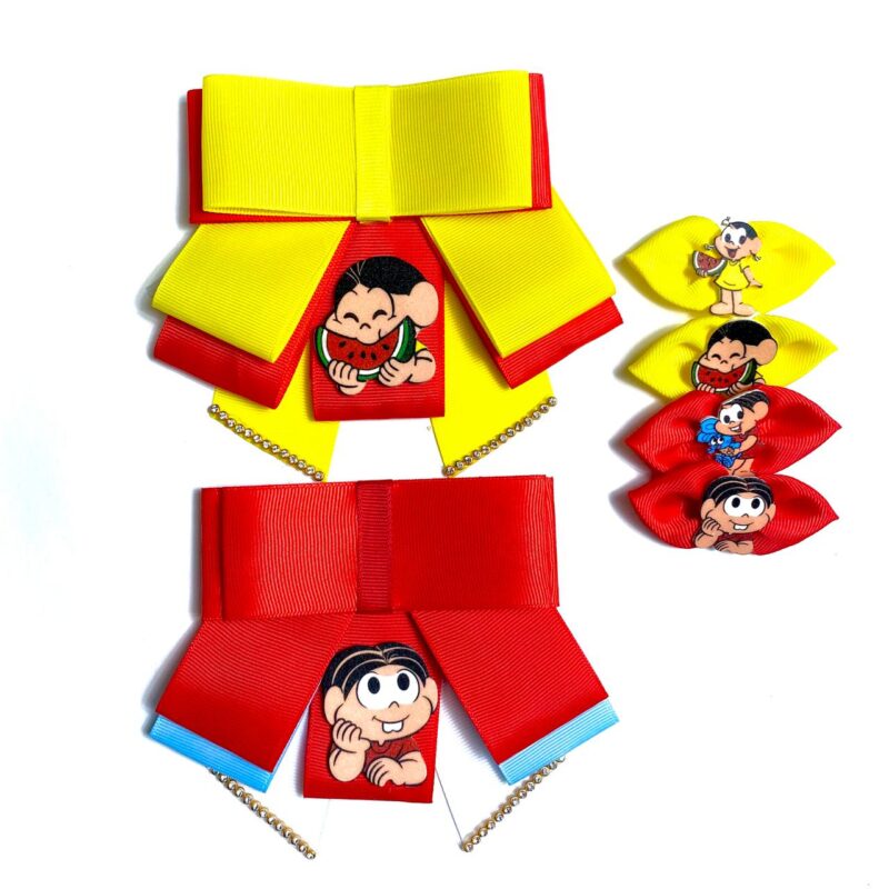 Conjunto Gargantilhas e Laços Mônica e Magali - 15 unidades