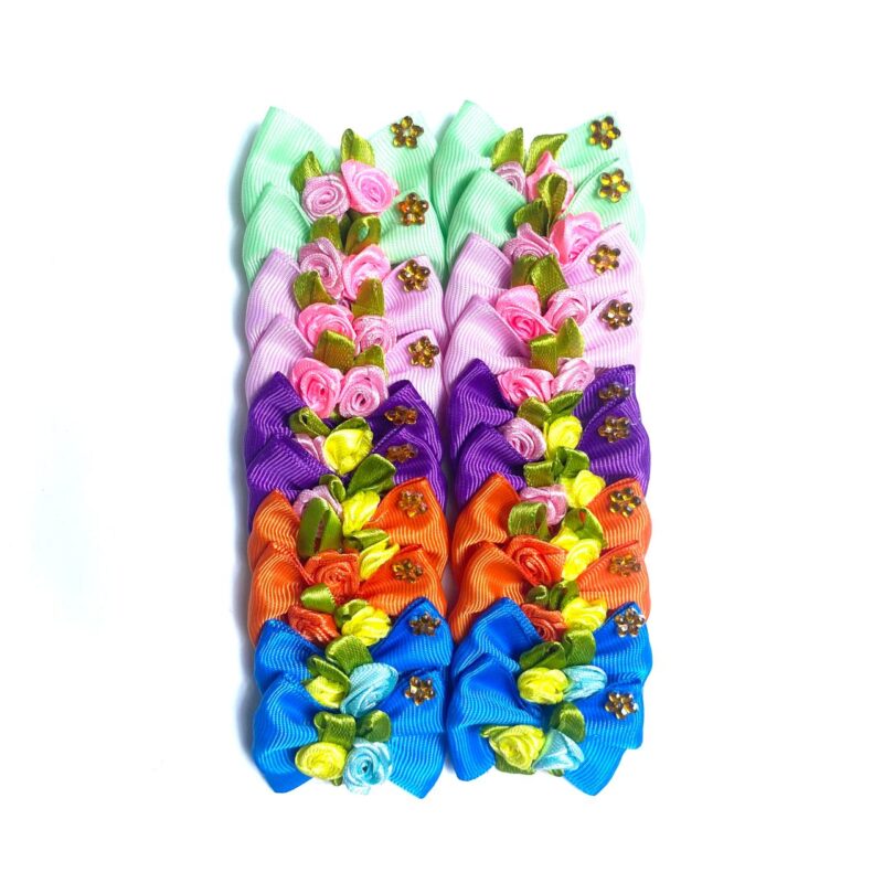 Laços Médios Aplique Duplo Rococó e Florzinha - 20 unidades