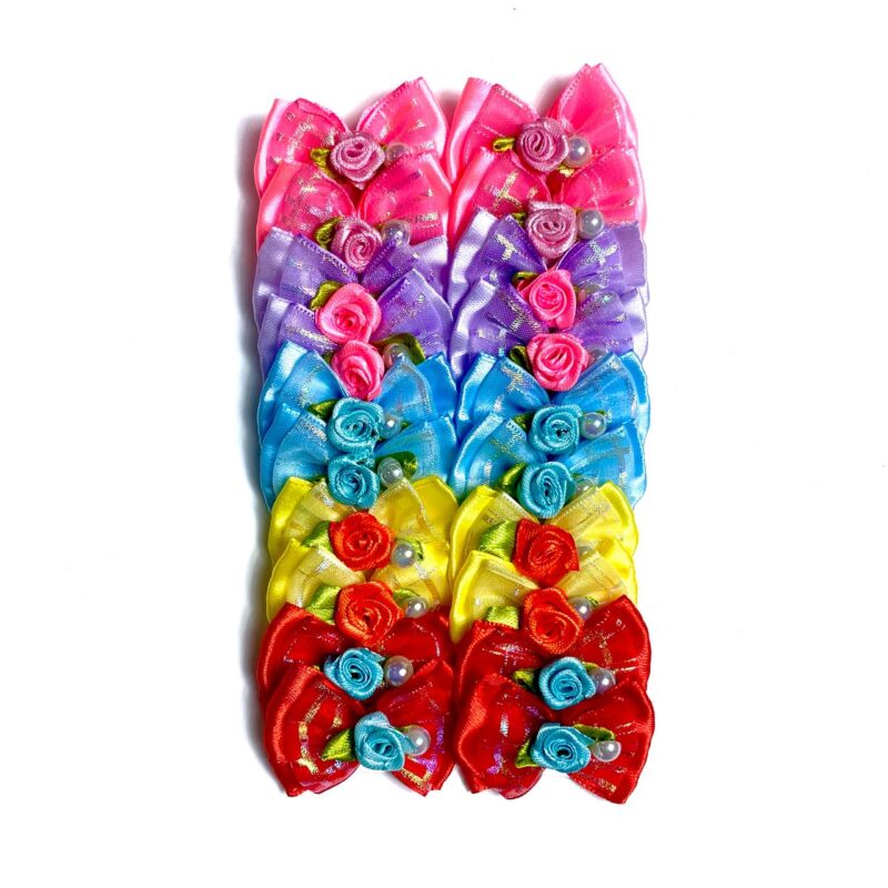 Laços Médios Duplo Aplique Rococó e Pérola - 20 unidades