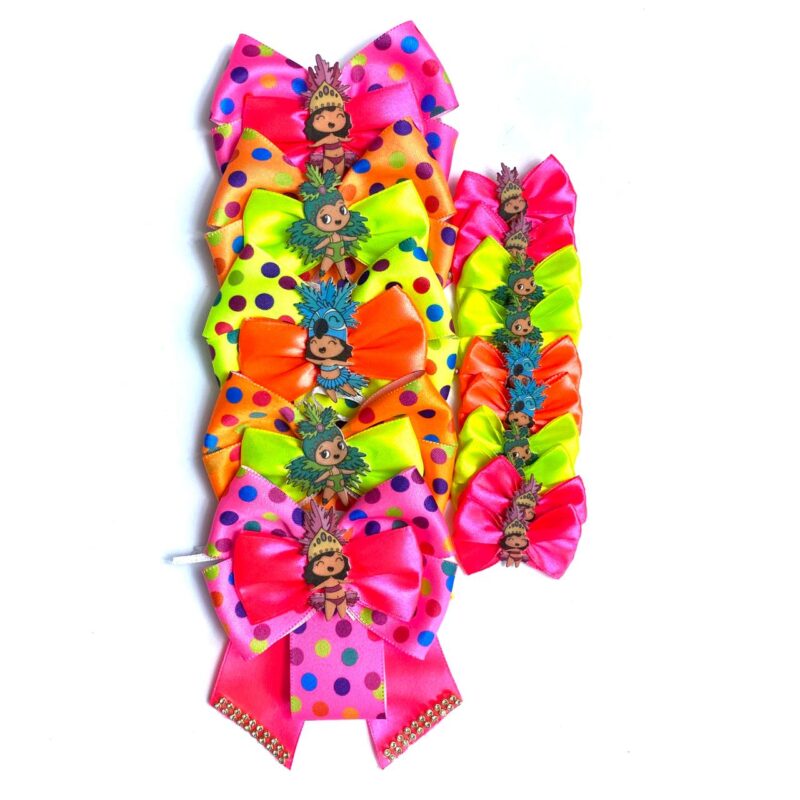 Conjunto Gargantilhas Bolinhas e Laços Carnaval - 15 unidades