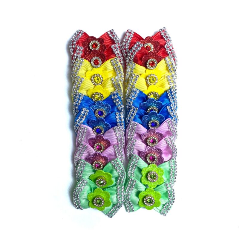 Laços Médios Luxo Aplique Flor – 20 unidades